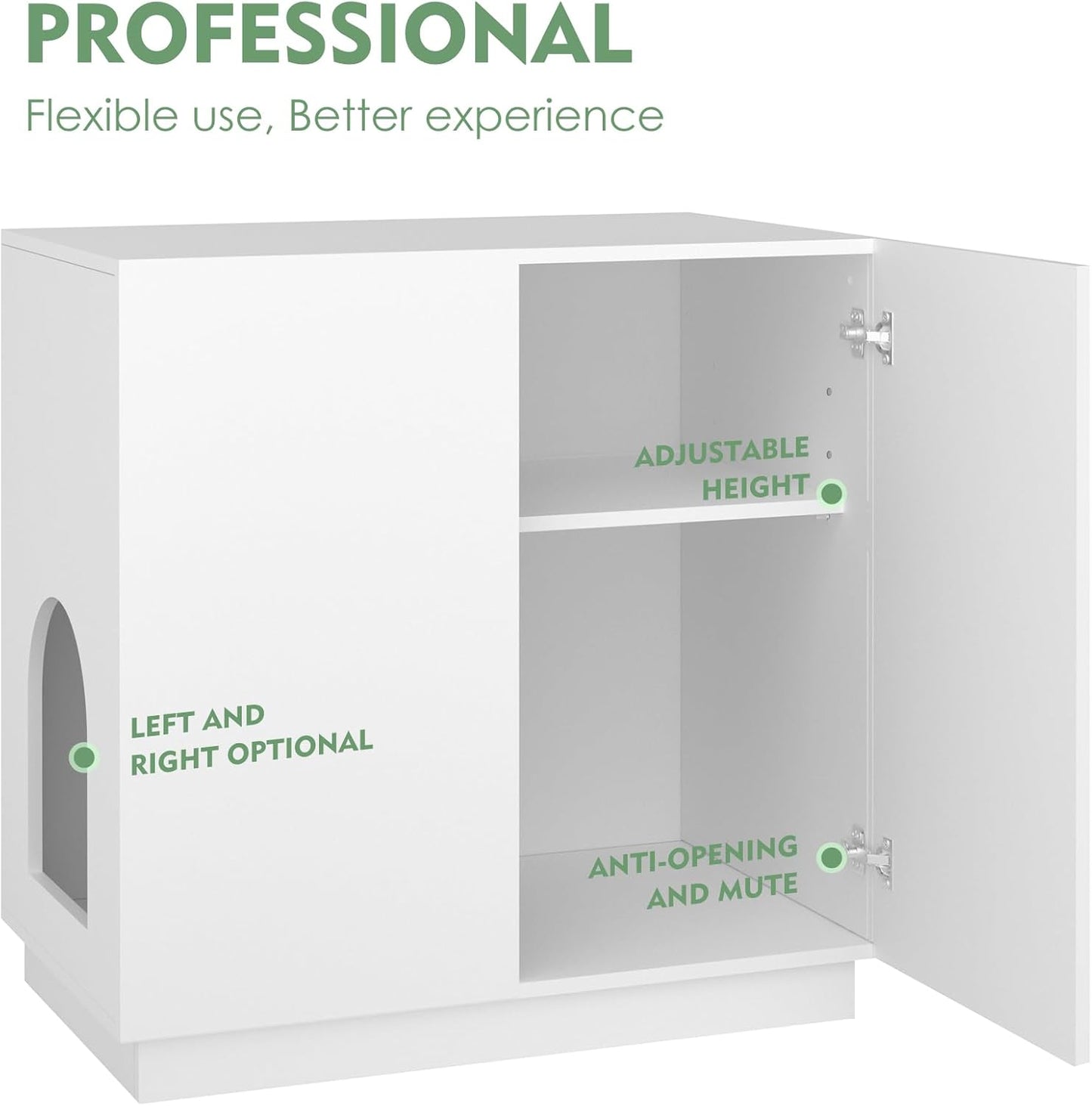 Amunrbrek Large/Tall Cat Litter Box Enclosure & Hidden Storage Sideboard Cabinet – XL Side Entry Furniture