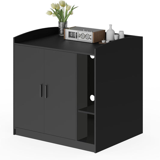 Extra Large Cat Litter Box Enclosure with Dog-Proof Shelf - Designed for Self-Cleaning & XXL Litter Boxes, Fits Litter Robot 3/4 (Black)