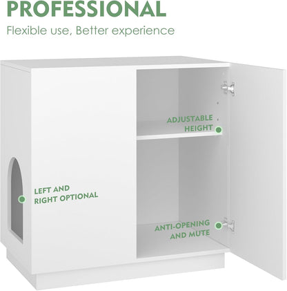 Amunrbrek Large/Tall Cat Litter Box Enclosure & Hidden Storage Sideboard Cabinet – XL Side Entry Furniture