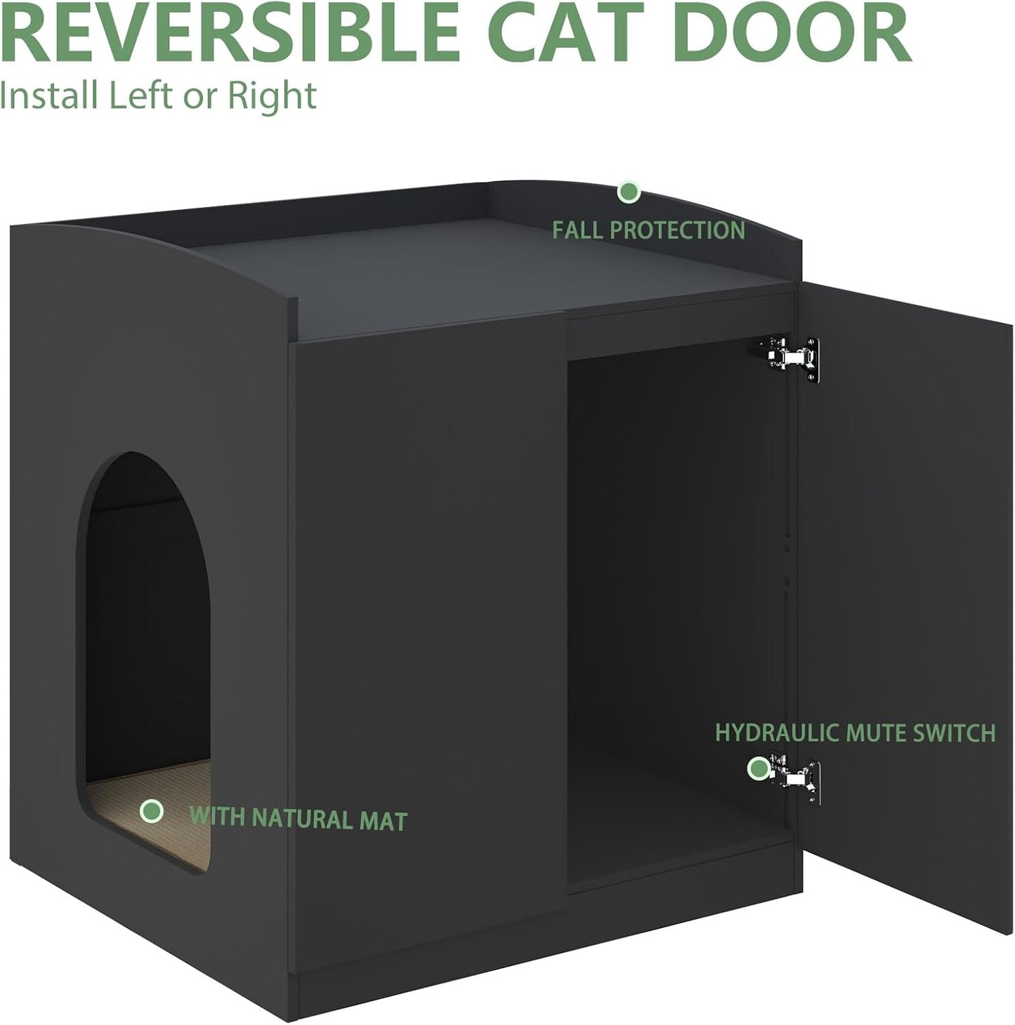 Litter Robot Enclosure with Cat Scratch Mat for Litter Robot 3/4 - Fits Most Self-Cleaning Litter Boxes (Black)