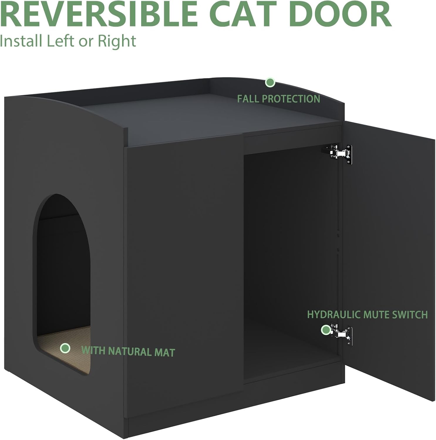 Litter Robot Enclosure with Cat Scratch Mat for Litter Robot 3/4 - Fits Most Self-Cleaning Litter Boxes (Black)