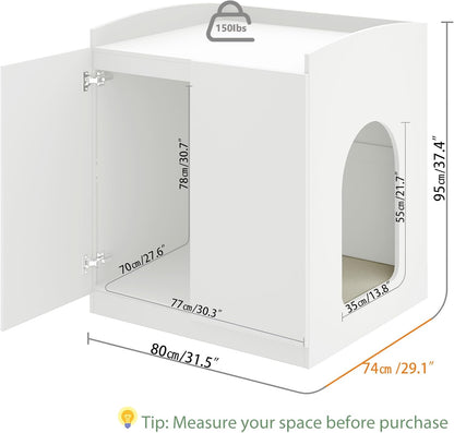 Litter Robot Enclosure with Cat Scratch Mat for Litter Robot 3/4 - Fits Most Self-Cleaning Litter Boxes (White)