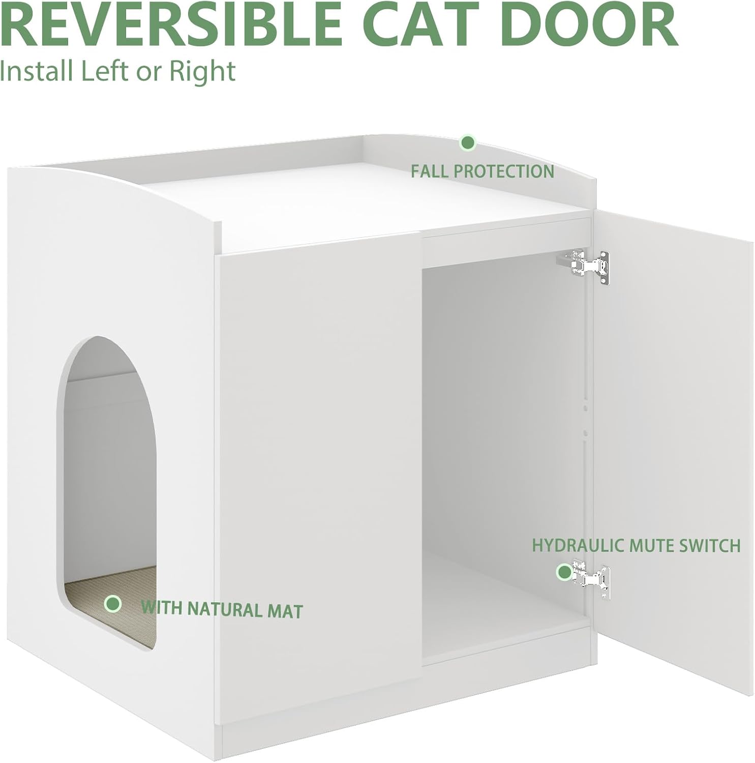 Litter Robot Enclosure with Cat Scratch Mat for Litter Robot 3/4 - Fits Most Self-Cleaning Litter Boxes (White)