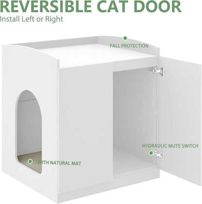 Litter Robot Enclosure with Cat Scratch Mat for Litter Robot 3/4 - Fits Most Self-Cleaning Litter Boxes (White)