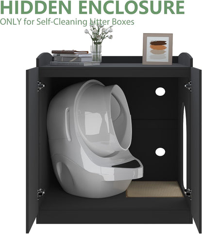 Litter Robot Enclosure with Cat Scratch Mat for Litter Robot 3/4 - Fits Most Self-Cleaning Litter Boxes (Black)