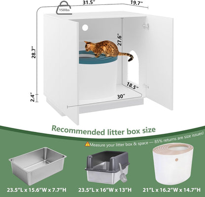 Amunrbrek Large/Tall Cat Litter Box Enclosure & Hidden Storage Sideboard Cabinet – XL Side Entry Furniture