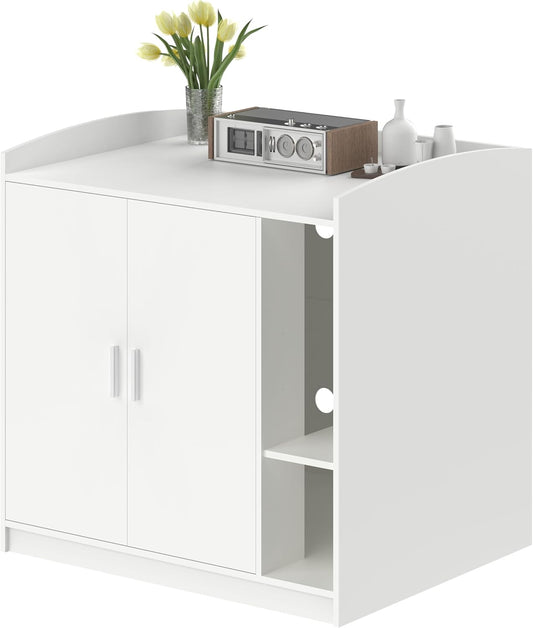 Extra Large Cat Litter Box Enclosure with Dog-Proof Shelf - Designed for Self-Cleaning & XXL Litter Boxes, Fits Litter Robot 3/4 (White)
