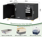 Cat Litter Box Enclosure Furniture, Modern Stackable Litter Box Cabinet with Cat Scratch Mat, Side Table (Black)