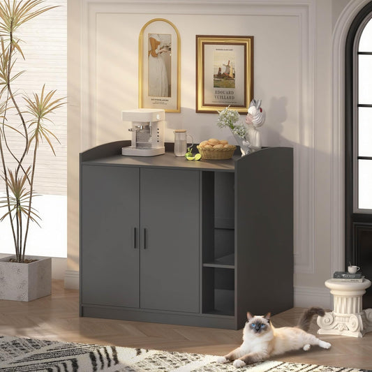 Extra Large Cat Litter Box Enclosure with Dog-Proof Shelf - Designed for Self-Cleaning & XXL Litter Boxes, Fits Litter Robot 3/4 (Black)