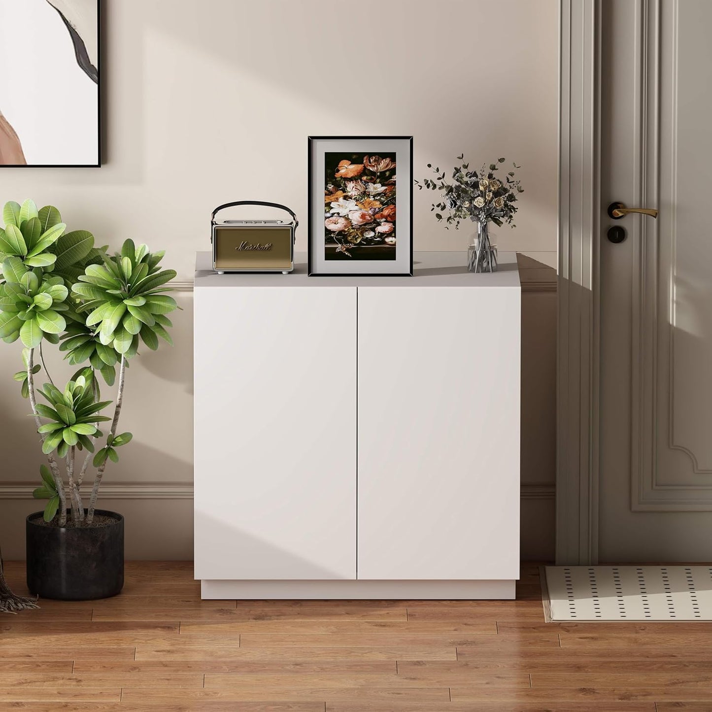 Amunrbrek Large/Tall Cat Litter Box Enclosure & Hidden Storage Sideboard Cabinet – XL Side Entry Furniture