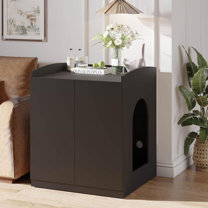 Litter Robot Enclosure with Cat Scratch Mat for Litter Robot 3/4 - Fits Most Self-Cleaning Litter Boxes (Black)