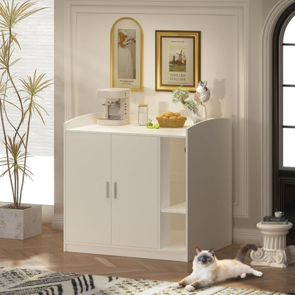 Extra Large Cat Litter Box Enclosure with Dog-Proof Shelf - Designed for Self-Cleaning & XXL Litter Boxes, Fits Litter Robot 3/4 (White)