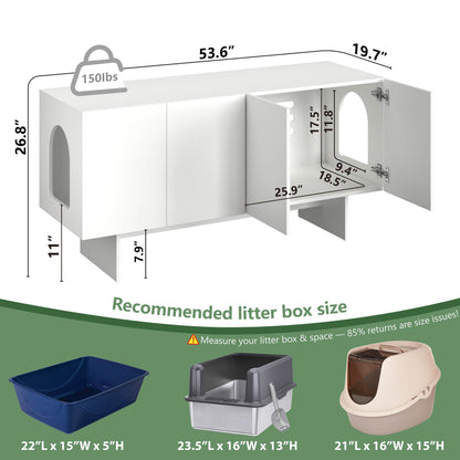Amunrbrek Double Cat Litter Box Enclosure Cabinet – Extra Large Modern Hidden Cat Furniture