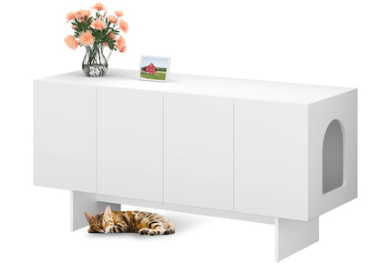Amunrbrek Double Cat Litter Box Enclosure Cabinet – Extra Large Modern Hidden Cat Furniture