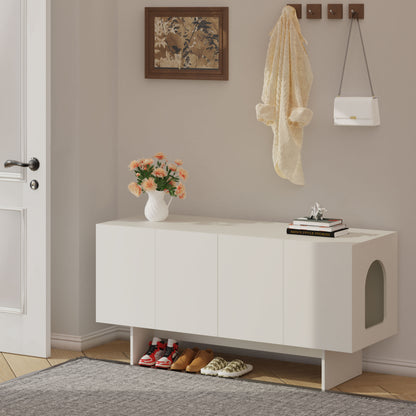 Amunrbrek Double Cat Litter Box Enclosure Cabinet – Extra Large Modern Hidden Cat Furniture