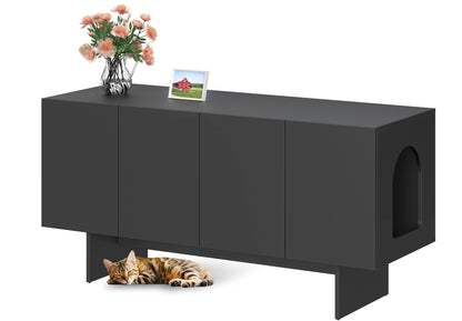 Amunrbrek Double Cat Litter Box Enclosure Cabinet – Extra Large Modern Hidden Cat Furniture