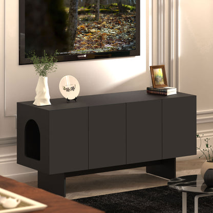 Amunrbrek Double Cat Litter Box Enclosure Cabinet – Extra Large Modern Hidden Cat Furniture