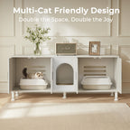 Amunrbrek Double Litter Box Enclosure Cabinet –  with Motion Light & Cat Door