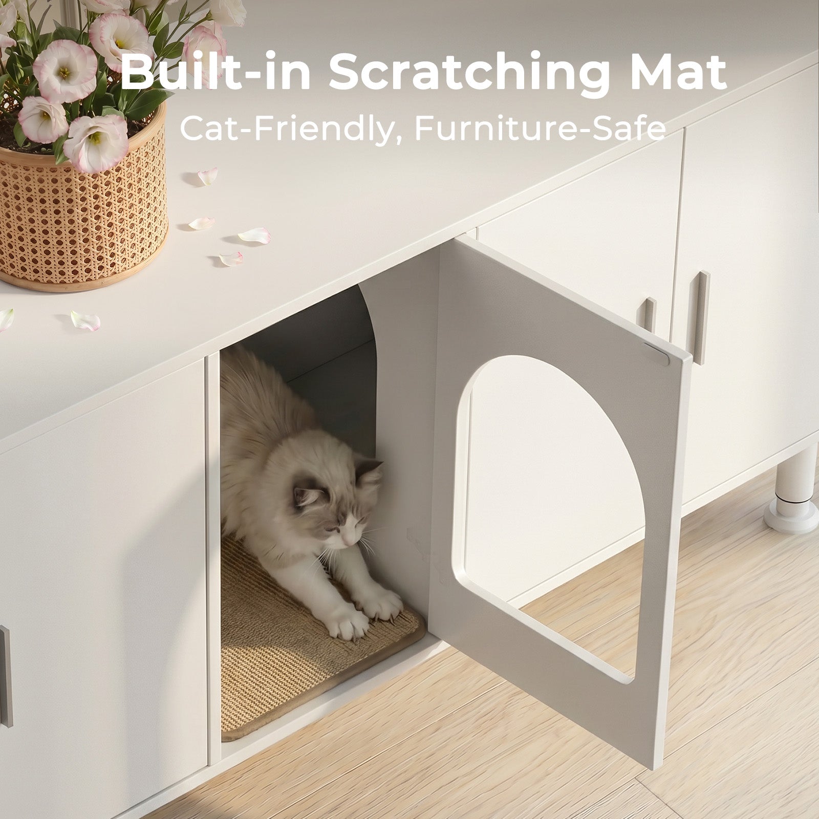 Amunrbrek Double Litter Box Enclosure Cabinet –  with Motion Light & Cat Door