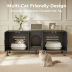 Amunrbrek Double Litter Box Enclosure  with Motion Light & Cat Door