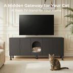 Amunrbrek Double Litter Box Enclosure  with Motion Light & Cat Door
