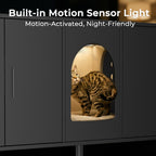 Amunrbrek Double Litter Box Enclosure  with Motion Light & Cat Door