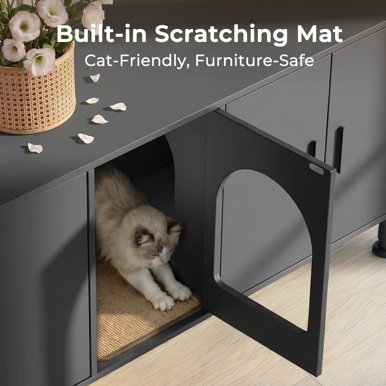 Amunrbrek Double Litter Box Enclosure  with Motion Light & Cat Door