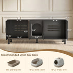 Amunrbrek Double Litter Box Enclosure  with Motion Light & Cat Door