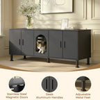Amunrbrek Double Litter Box Enclosure  with Motion Light & Cat Door