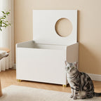 Amunrbrek Modern Cat Litter Box Enclosure Cabinet with Scratch Mat