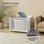 Amunrbrek Modern Cat Litter Box Enclosure Cabinet with Scratch Mat