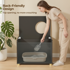 Amunrbrek Modern Cat Litter Box Enclosure Cabinet with Scratch Mat