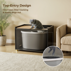 Amunrbrek Modern Cat Litter Box Enclosure Cabinet with Scratch Mat