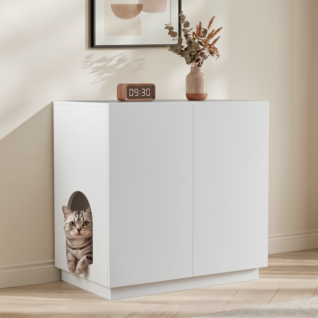 Amunrbrek Large/Tall Cat Litter Box Enclosure & Hidden Storage Sideboard Cabinet
