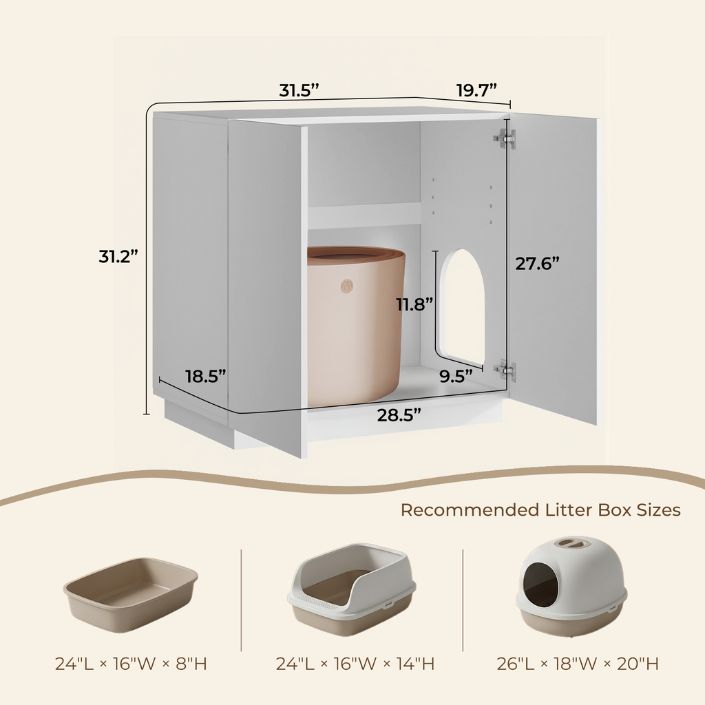 Amunrbrek Large/Tall Cat Litter Box Enclosure & Hidden Storage Sideboard Cabinet