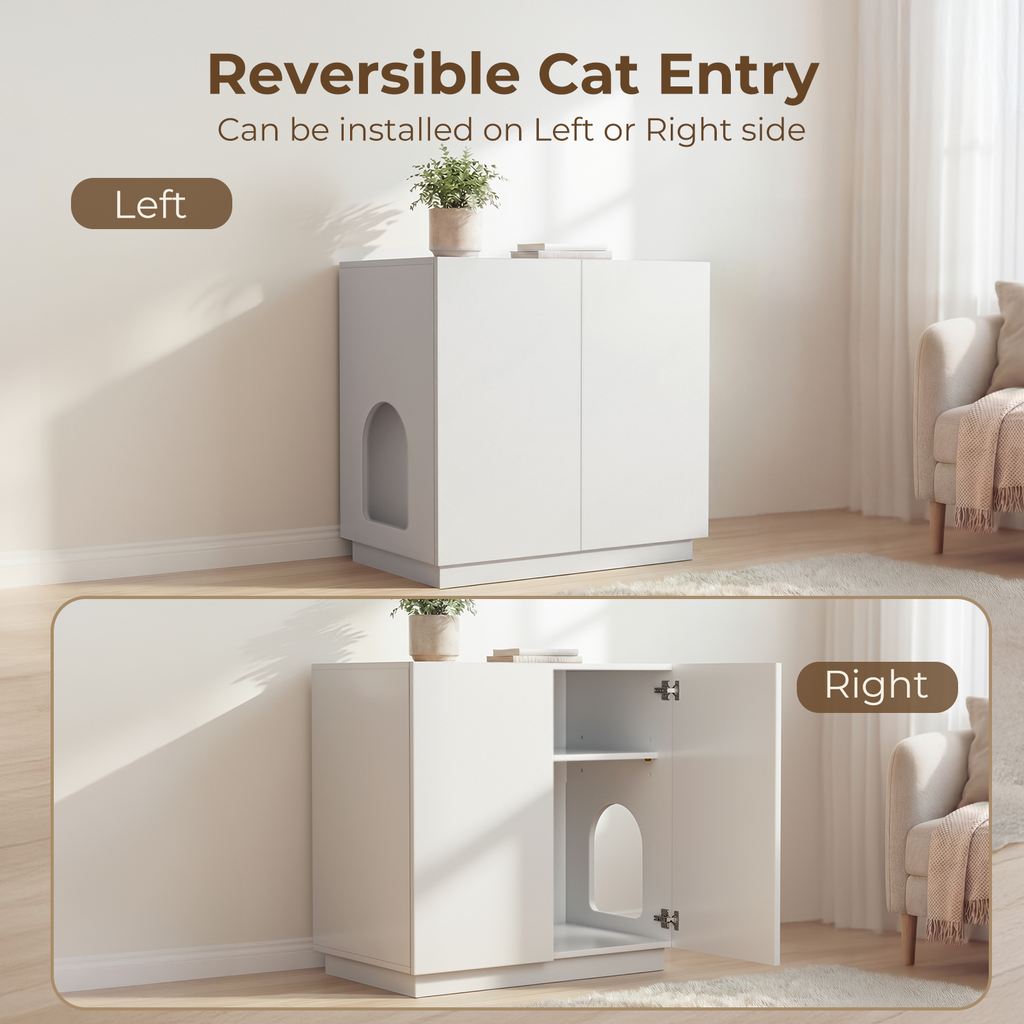 Largel Litter Box Enclosure, Modern Wooden Litter Box Furniture