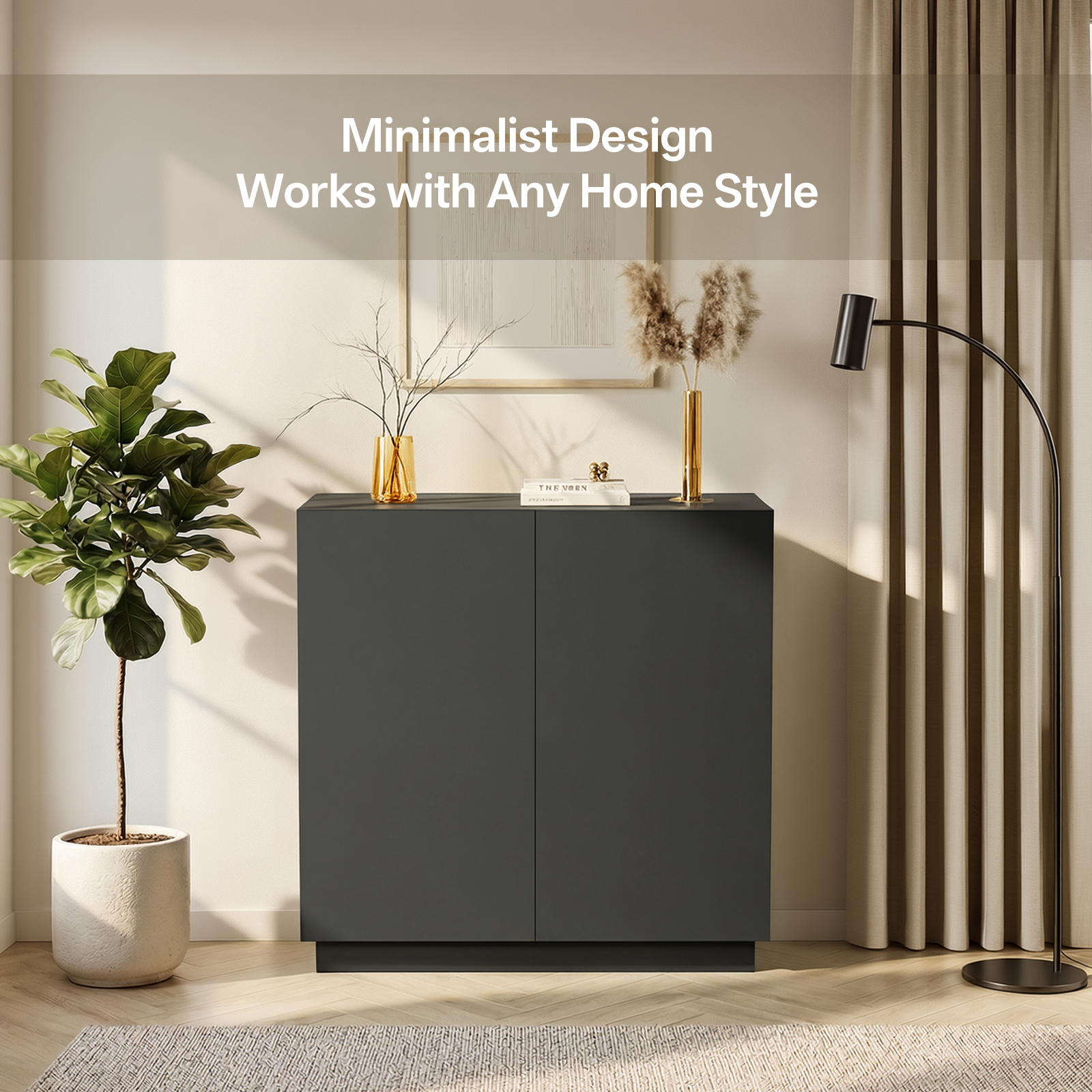 Amunrbrek Large/Tall Cat Litter Box Enclosure & Hidden Storage Sideboard Cabinet