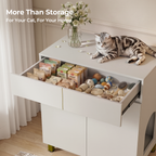 Amunrbrek Large Litter Box Enclosure Cabinet with Drawer