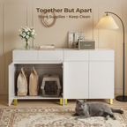 Amunrbrek Large Litter Box Enclosure Cabinet with Drawer