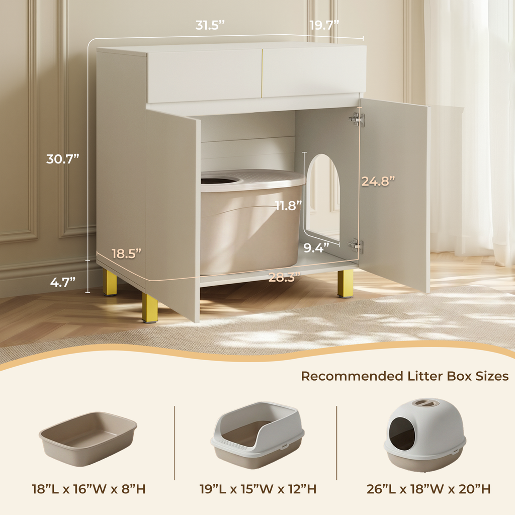 Amunrbrek Large Litter Box Enclosure Cabinet with Drawer