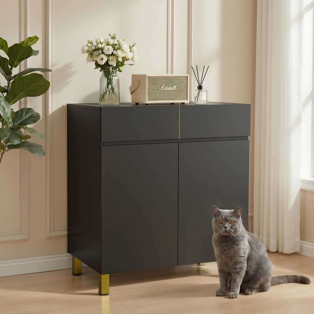 Amunrbrek Large Litter Box Enclosure Cabinet with Drawer