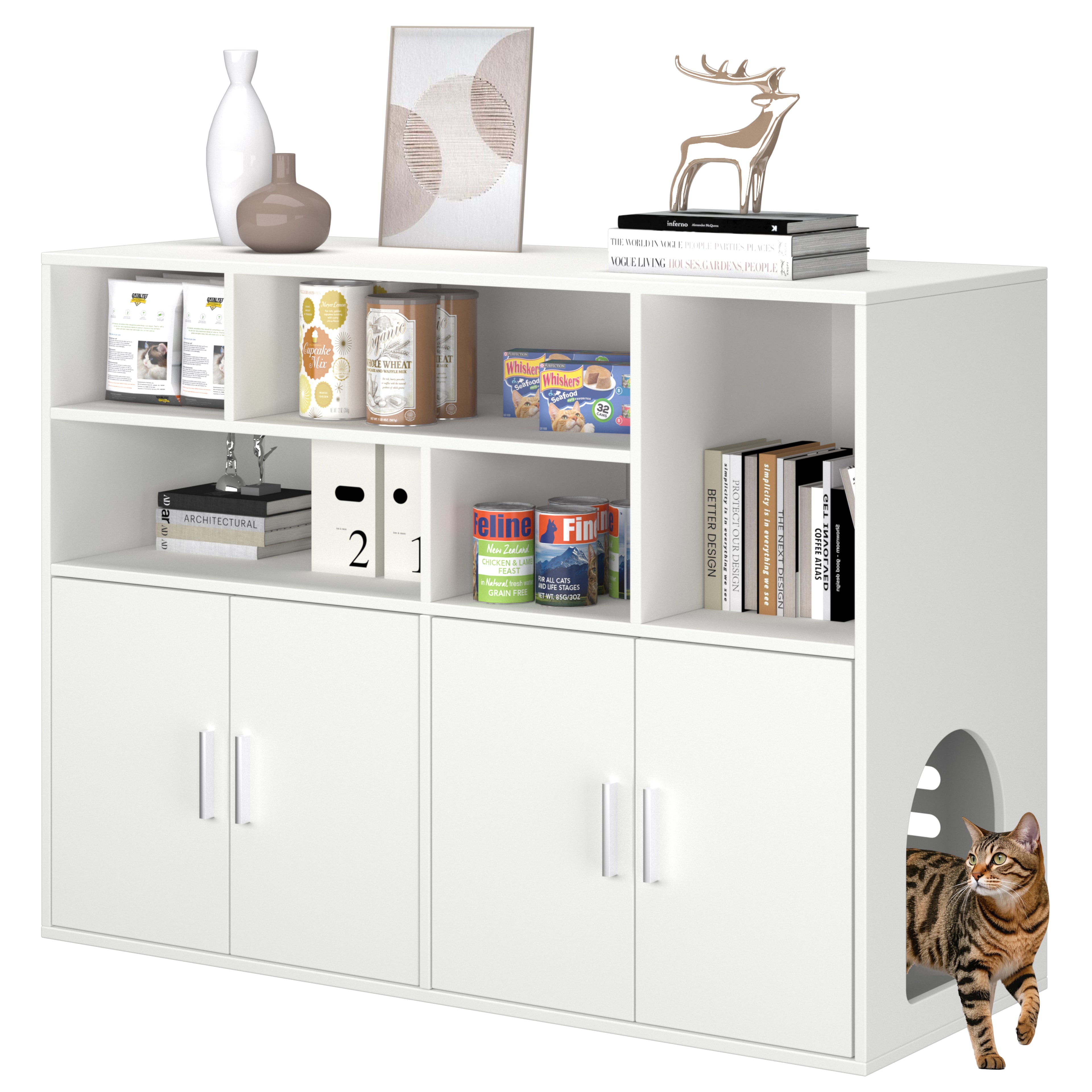 Amunrbrek Double Litter Box Enclosure with Large Storage Space