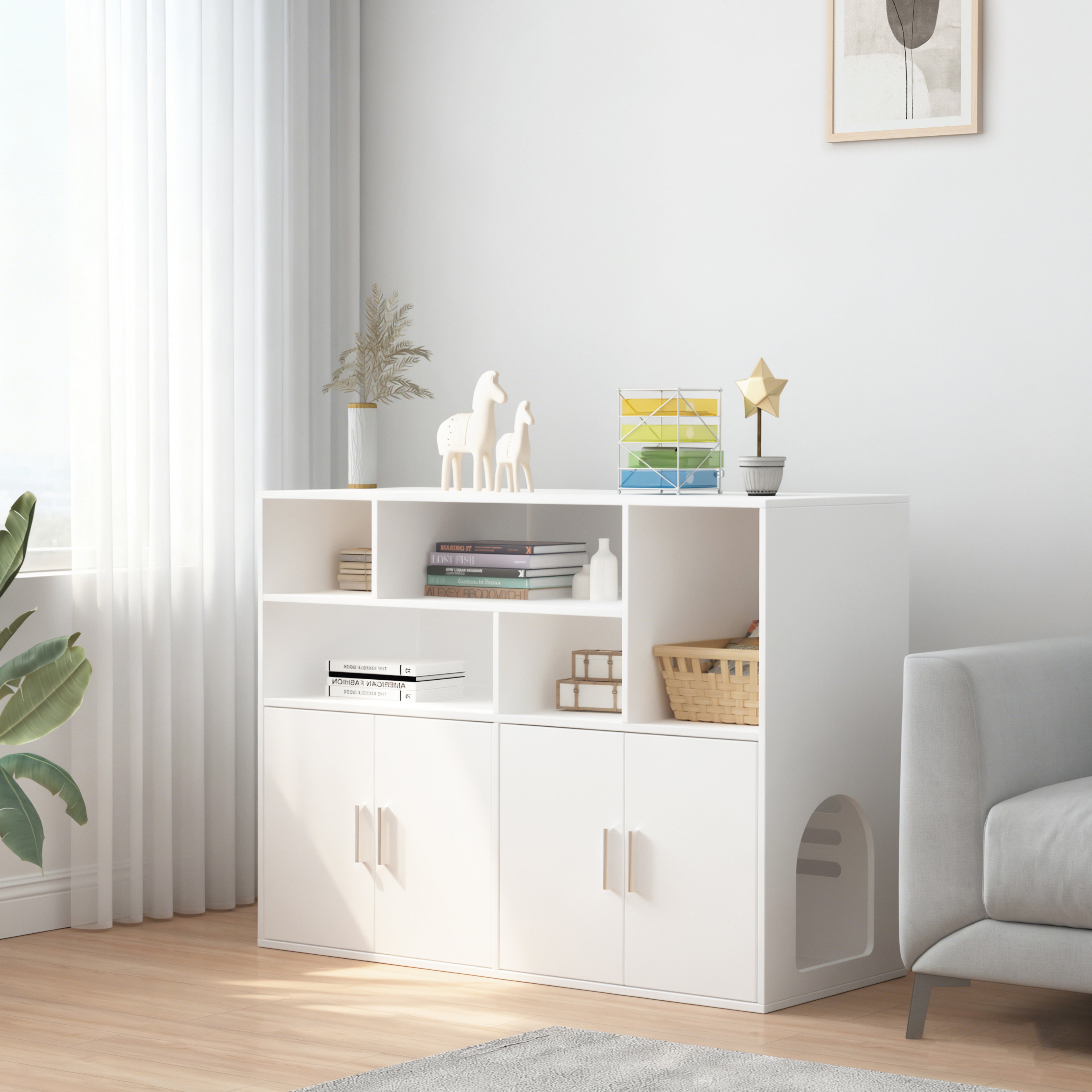 Amunrbrek Double Litter Box Enclosure with Large Storage Space