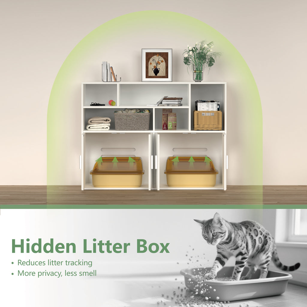 Amunrbrek Double Litter Box Enclosure with Large Storage Space