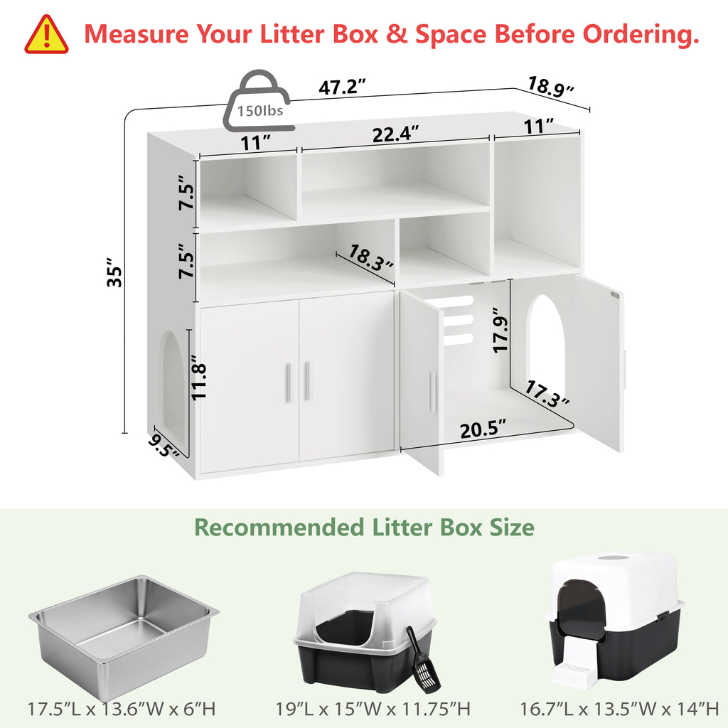 Amunrbrek Double Litter Box Enclosure with Large Storage Space