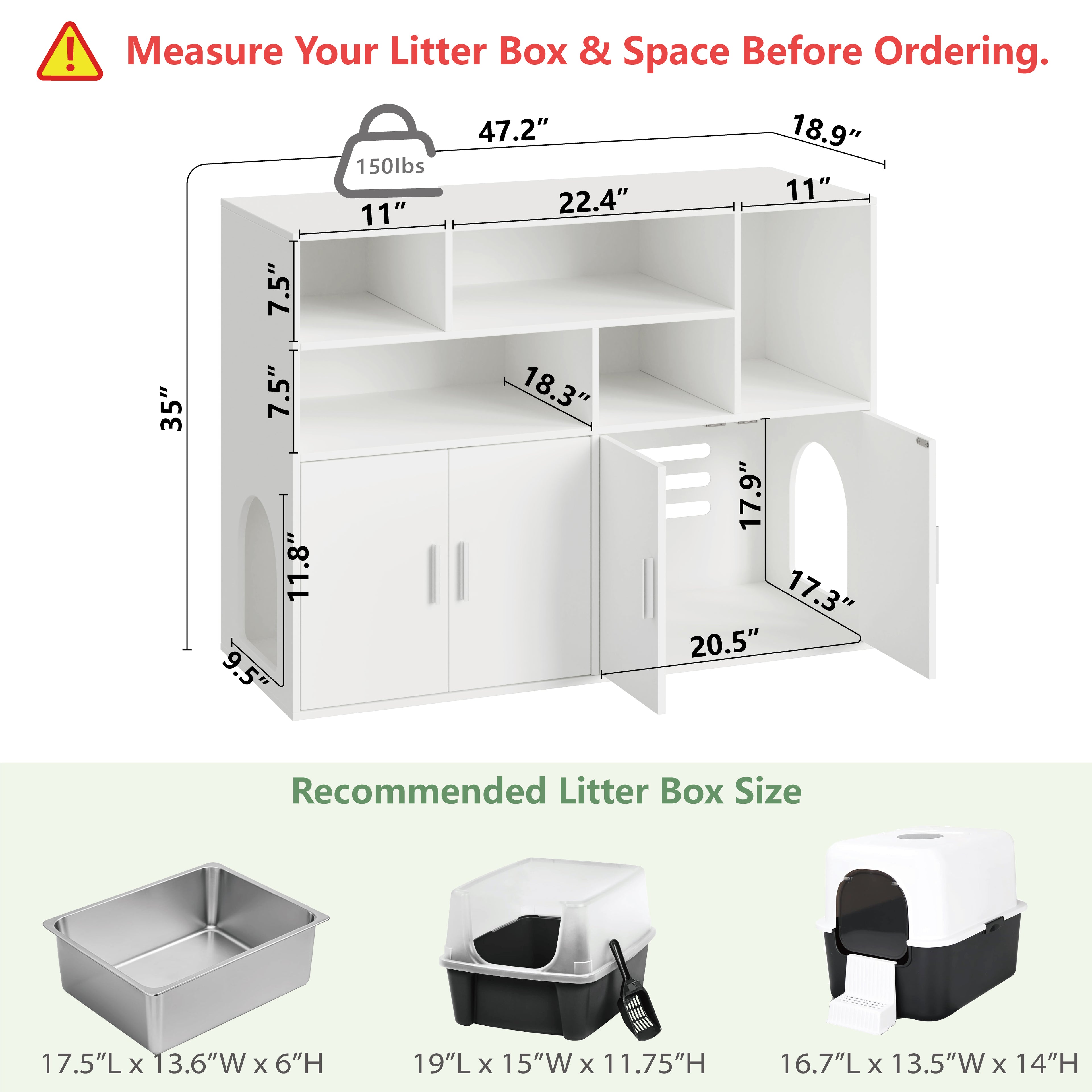 Amunrbrek Double Litter Box Enclosure with Large Storage Space