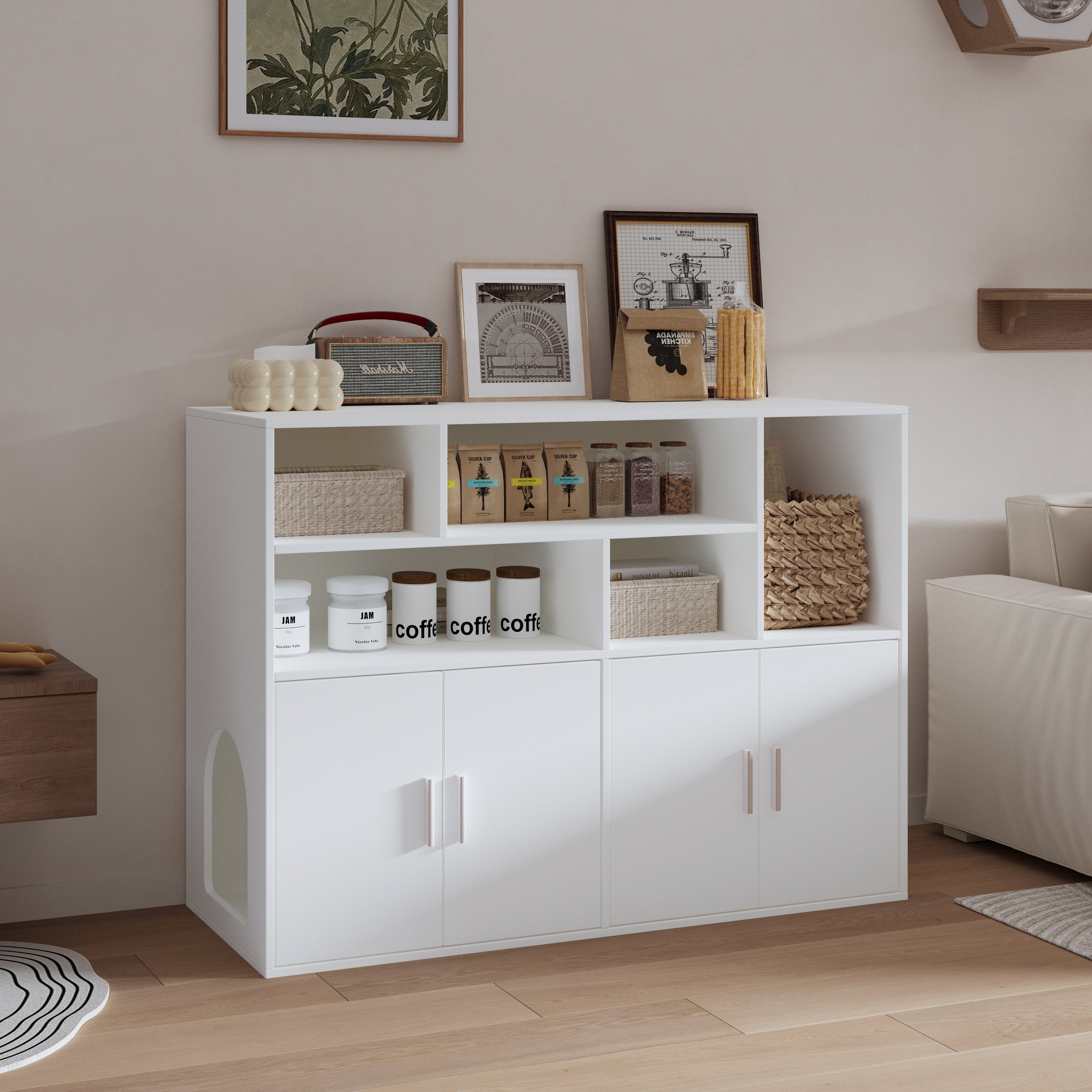 Amunrbrek Double Litter Box Enclosure with Large Storage Space