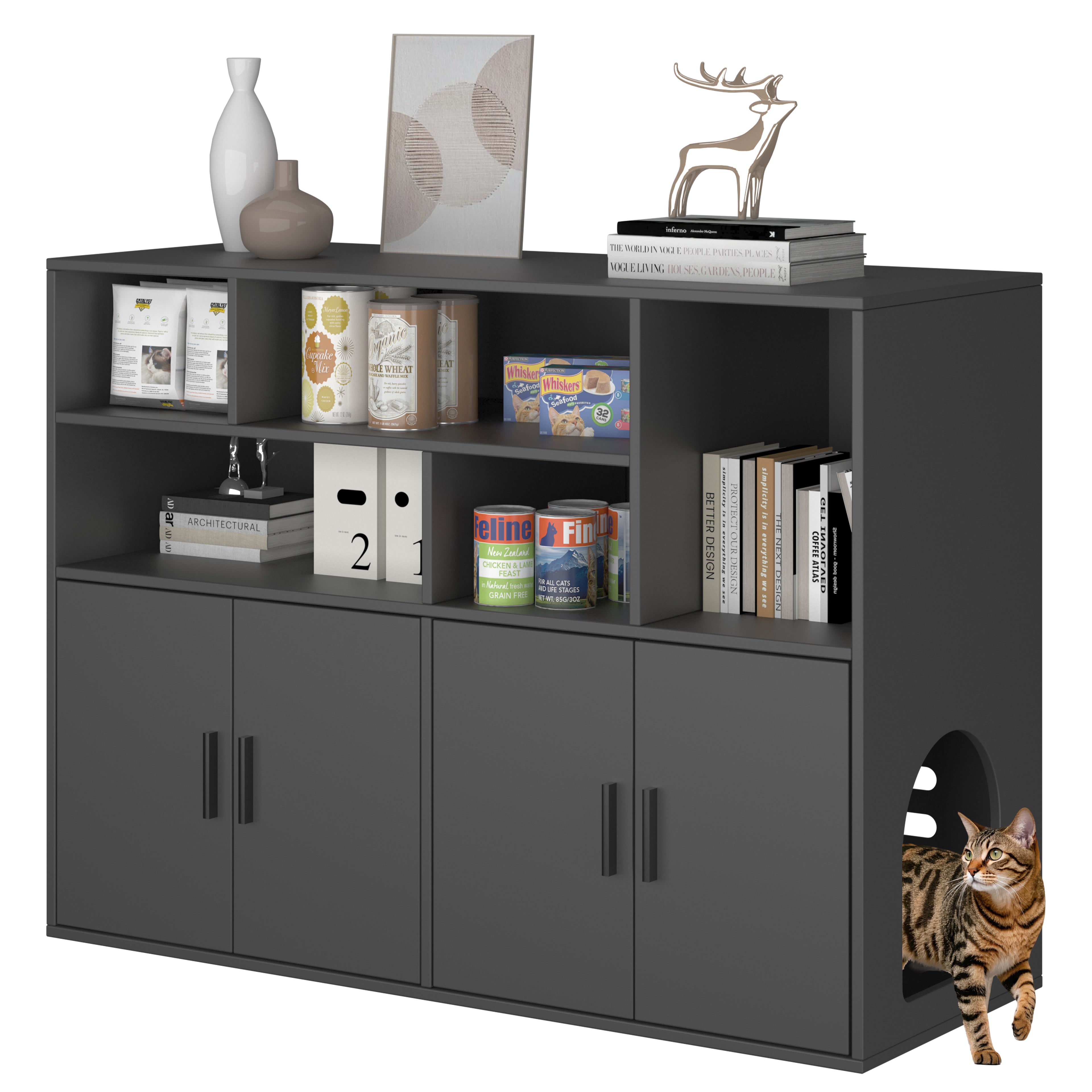 Amunrbrek Double Litter Box Enclosure with Large Storage Space