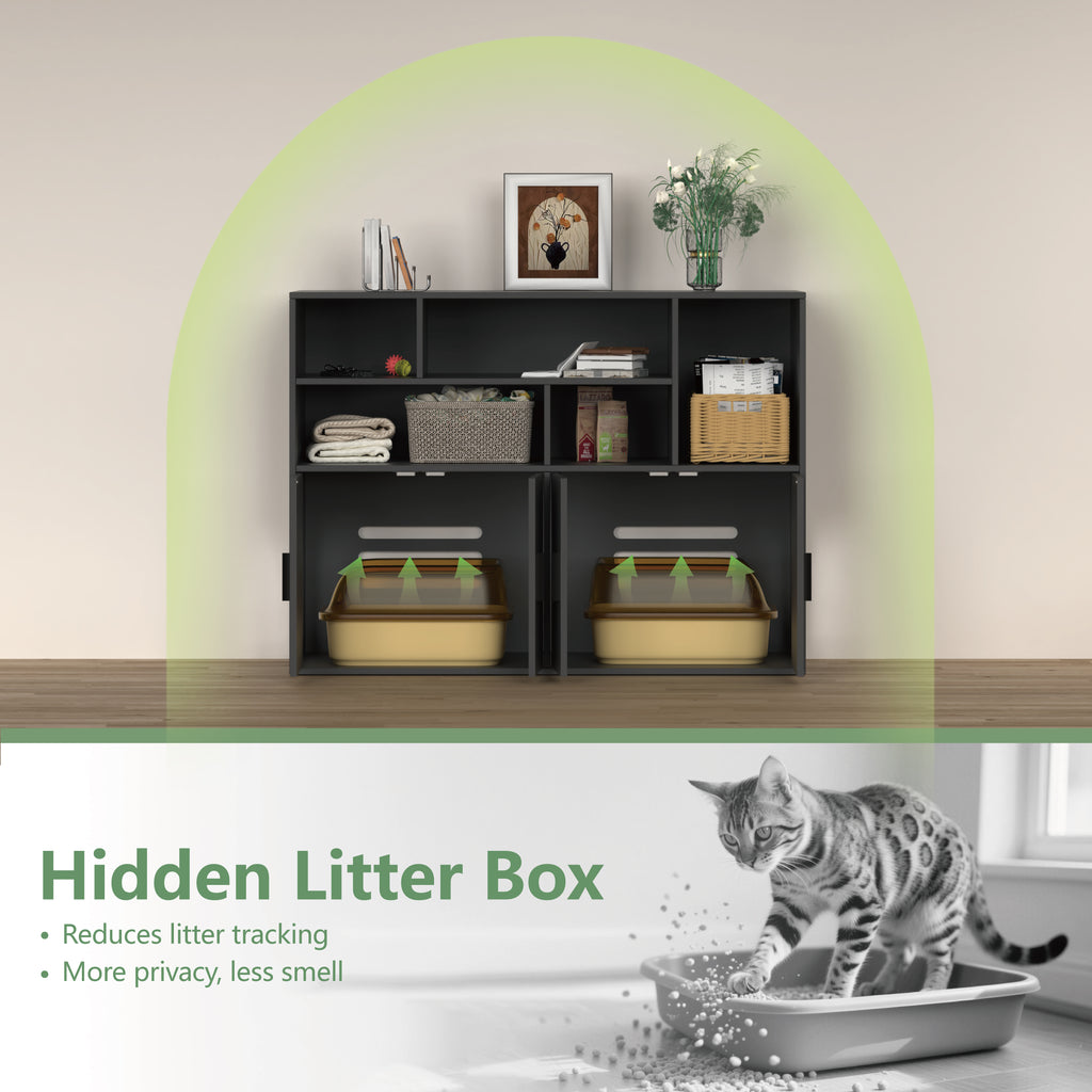 Amunrbrek Double Litter Box Enclosure with Large Storage Space