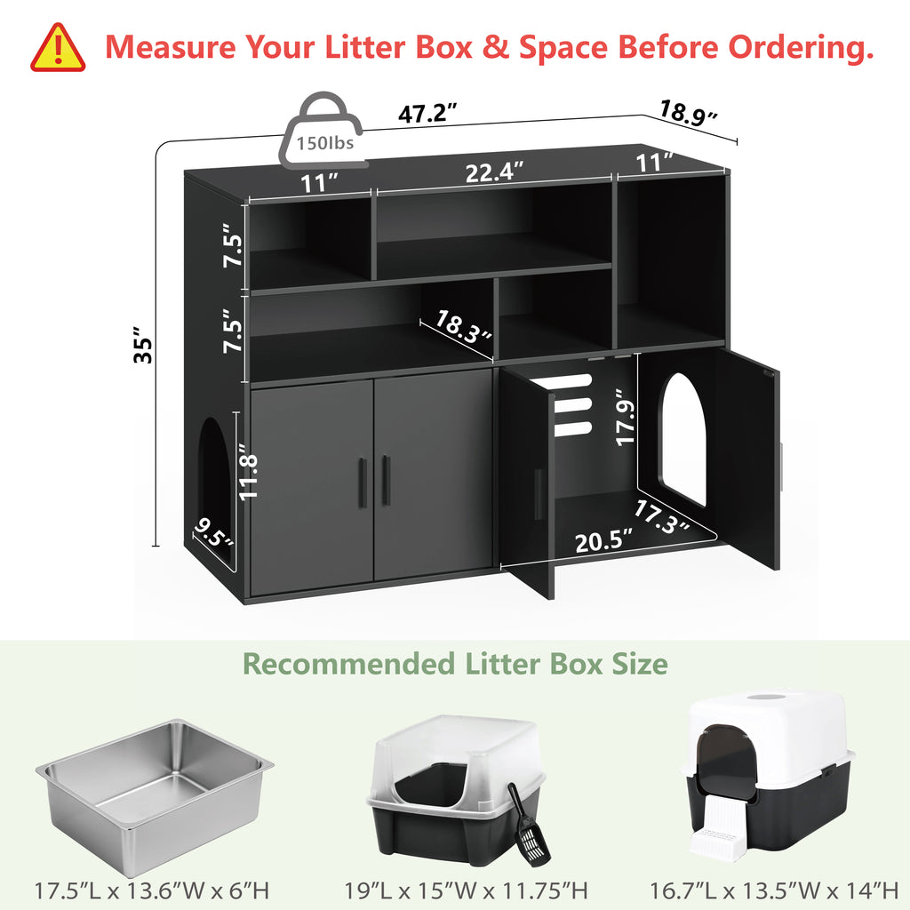Amunrbrek Double Litter Box Enclosure with Large Storage Space